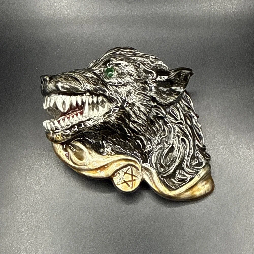 Vintage 1996 Enamel Werewolf Belt Buckle by Great American Products Heavy Design